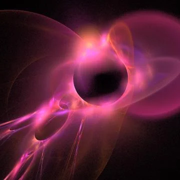 Pink abstract fractal pattern on black background, wallpaper, design Illustrazione stock
