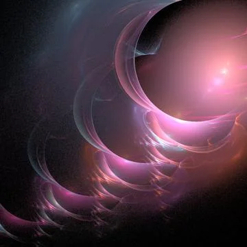 Pink abstract fractal pattern on black background, wallpaper, design Illustrazione stock