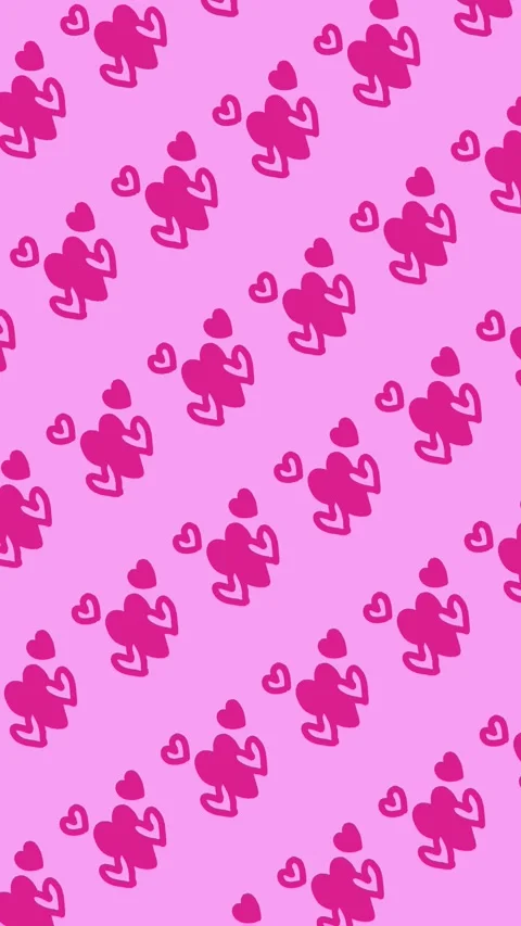 Pink abstract heart cloud doodle seamless pattern on an abstract background Stock Footage 340630735