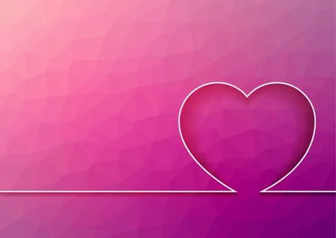 Pink abstract mosaic - triangular background with line and heart 스톡 일러스트