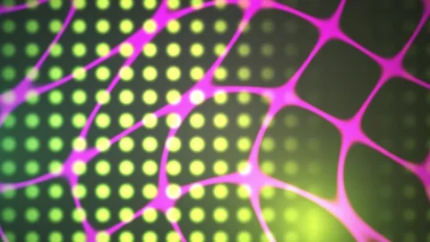 Pink Abstract Neural Network Grid with Glowing Green Dots Motion Background Stock Footage 343748682