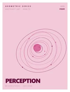 Pink abstract orbits geometric art perception background illustration. Stockillustratie