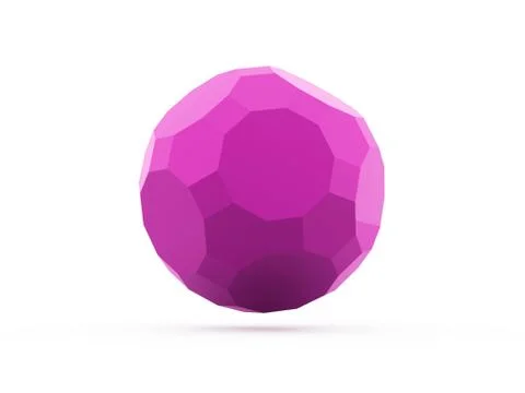 Pink abstract polygonal sphere rendered isolated on white background Stock Illustration