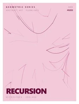 Pink abstract recursion flow lines geometric series art with text. 스톡 일러스트