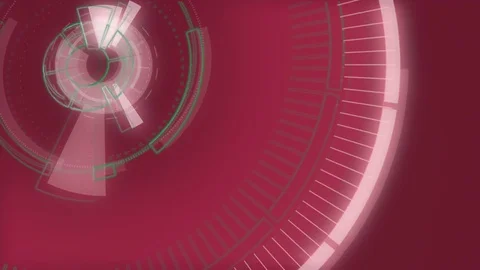 Pink abstract round animation, futuristic hi-tech background with circles. Stock Footage