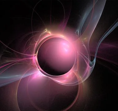Pink abstract spherical linear pattern on black background, wallpaper, design Stock Illustration