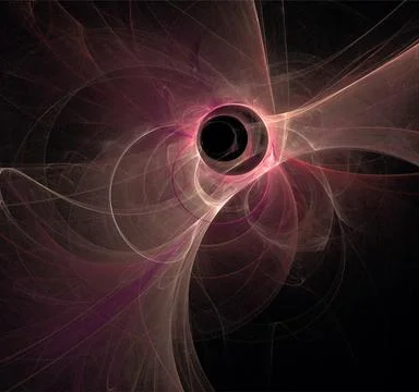 Pink abstract spherical linear pattern on black background, wallpaper, design Illustrazione stock