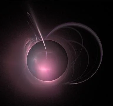 Pink abstract spherical linear pattern on black background Stock Illustration