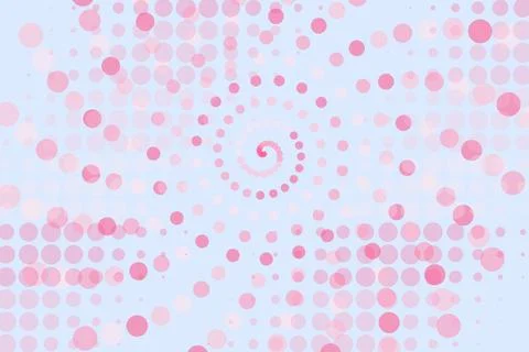 Pink abstract spiral pattern with dotted circles on light background Stockfoto's