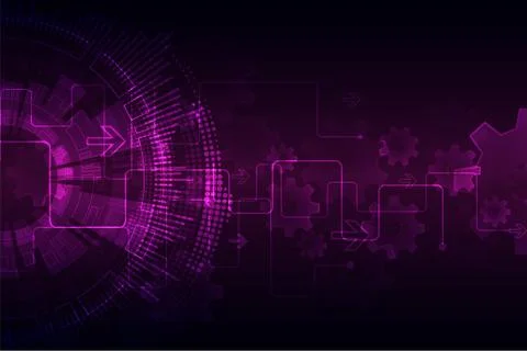 Pink abstract technological background with various technological elements. Stock Illustration