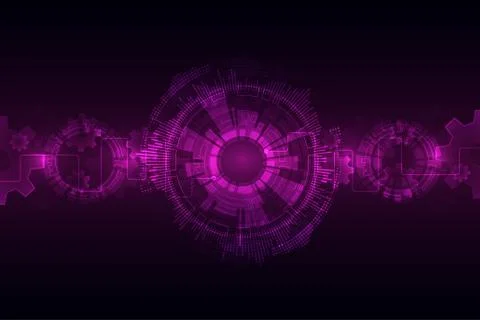 Pink abstract technological background with various technological elements. Stock Illustration