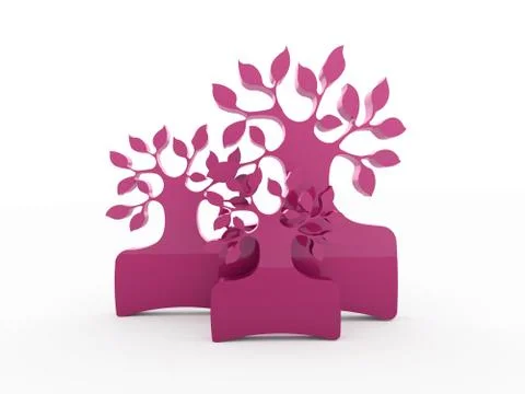 Pink abstract tree isolated on white background Stock Illustration