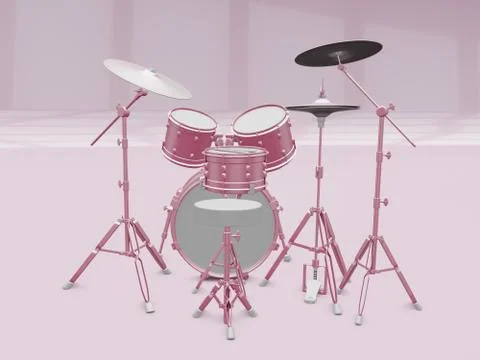 Pink acoustic drum set Stock-Illustration