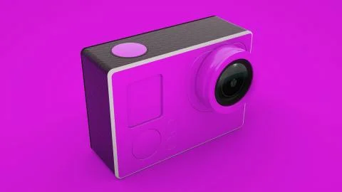 Pink Action Camera isolated. 3D illustration Stock Illustration