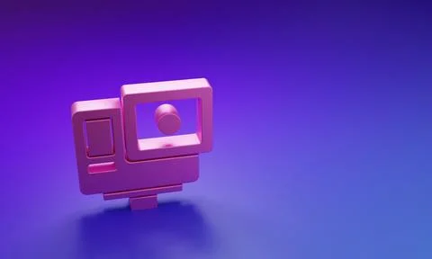 Pink Action extreme camera icon isolated on purple-blue background. Video c.. Stock Illustration