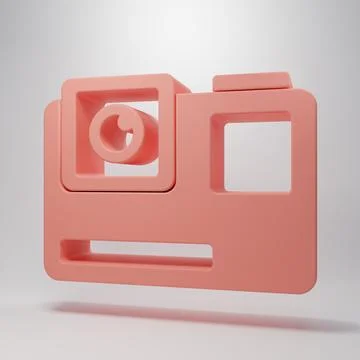 Pink Action extreme camera icon isolated on pink background. Video camera e.. Stock Illustration