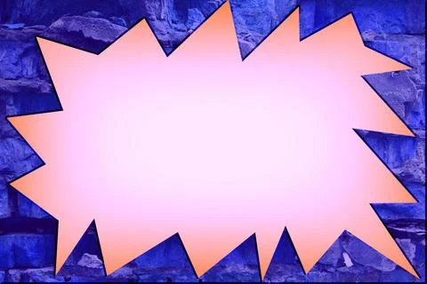 Pink acute angled polygon on blue violet brick wall 스톡 일러스트
