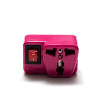 Pink adapter plug Stock Photos