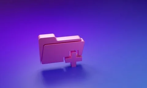 Pink Add new folder icon isolated on purple-blue background. New folder fil.. Foto stock