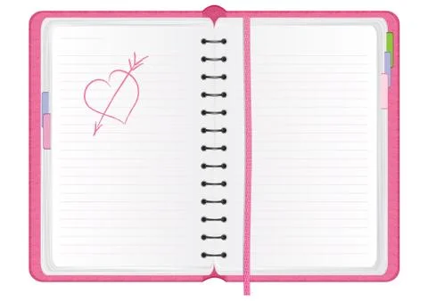 Pink agenda with hand drawn heart, vector illustration Stock Illustration