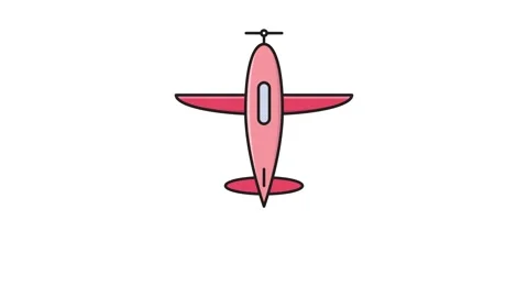 A pink airplane featuring a propeller mounted on top, set against a clear b.. Stock Footage 335140279