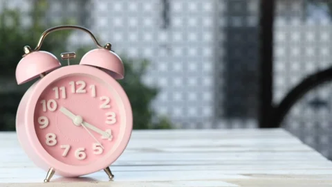 Pink Alarm Clock Stock Footage 100342334
