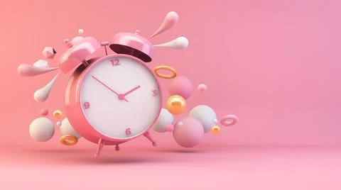 Pink alarm clock Stock Illustration