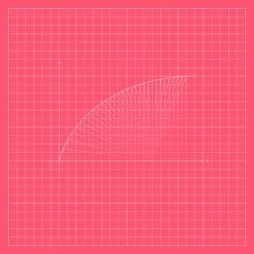 Pink algebraic graph background featuring a fine square coordinate grid and thin Stock Illustration