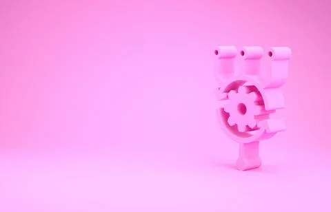 Pink Algorithm icon isolated on pink background. Algorithm symbol design from Stock Illustration