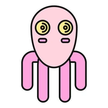 Pink alien creature character with large yellow eyes Stock Illustration