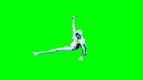 Pink alien dancing energetic breakdance moves on green screen. 4K Vídeo Stock 337246031