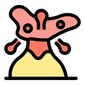 Pink alien spitting on yellow planet surface, extraterrestrial life form Stock Illustration