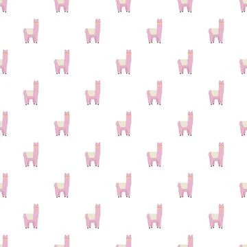 Pink alpaca llama repeating seamless pattern background Stock Illustration