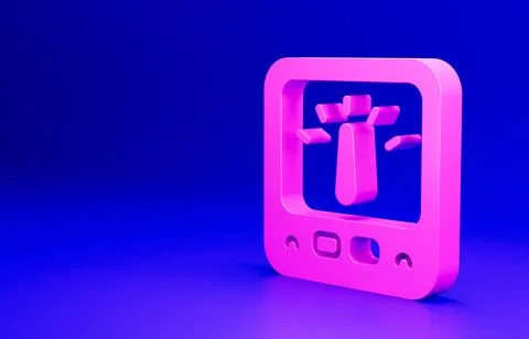 Pink Ampere meter, multimeter, voltmeter icon isolated on blue background Stock Illustration
