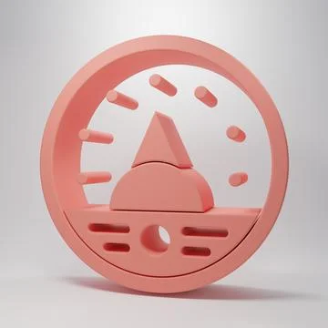Pink Ampere meter, multimeter, voltmeter icon isolated on pink background. .. Stock Illustration