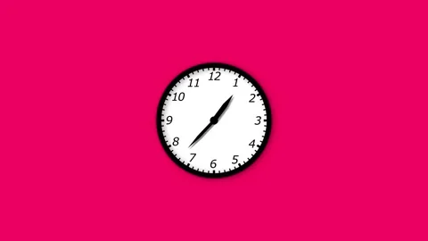 Pink Analog Clock Time Animation Stock Footage 343387421