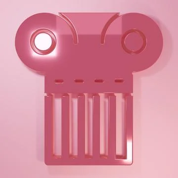Pink Ancient column icon isolated on pink background. Minimalism concept. 3.. Stock Illustration