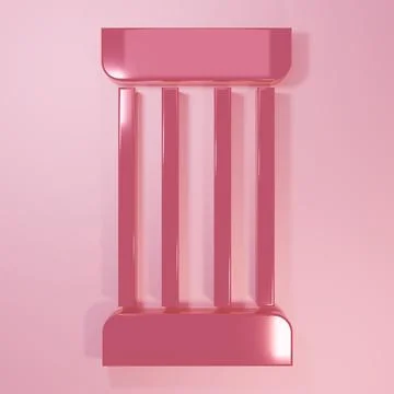 Pink Ancient column icon isolated on pink background. Minimalism concept. 3.. Stock Illustration