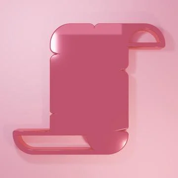 Pink Ancient papyrus scroll icon isolated on pink background. Parchment pap.. Stock Illustration