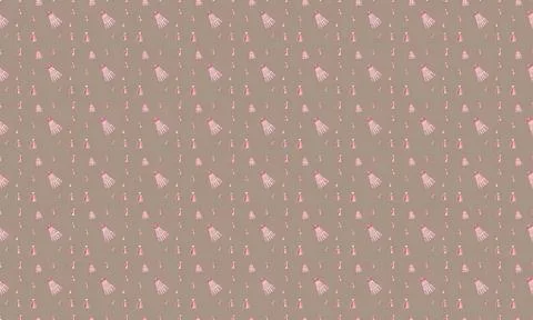 Pink and beige pattern with small flowers and dots in a repeating design Stock Illustration