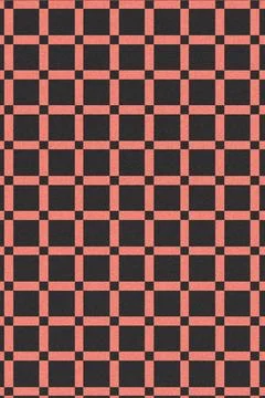 Pink and Black Checkered Grid Pattern Background with Woven Fabric Texture and Stock Illustration