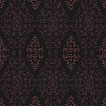Pink and Black Damask Pattern Stock Illustration