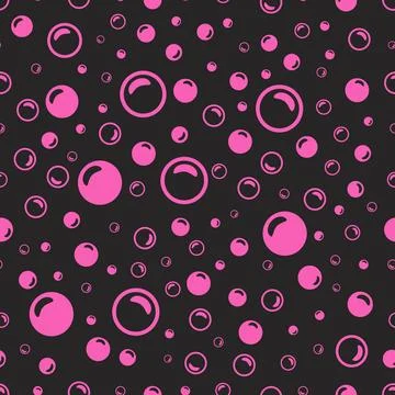 Pink and black pattern. Pink soap bubbles on a light pink background. イラスト素材