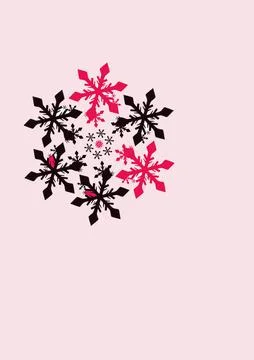 Pink and Black Snowflake Pattern Concept on Light Background Stock Illustration