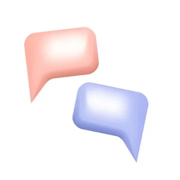 Pink and blue 3d bubble speeches on white background Illustrazione stock