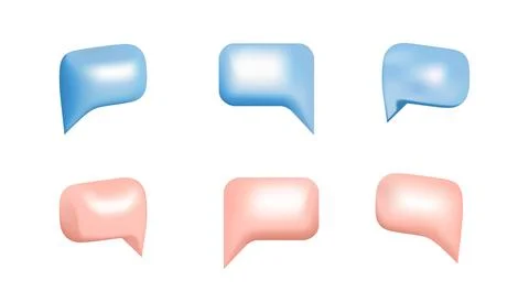 Pink and blue 3d bubble speeches set イラスト素材