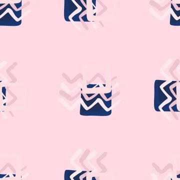 Pink and blue abstract elements on light pink background. Seamless pattern. 스톡 일러스트