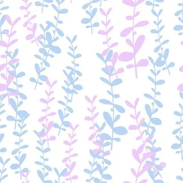 Pink and blue botanic eucalyptus branches elements seamless pattern. Isolated Illustrazione stock