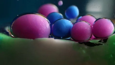 Pink and Blue Bubbles Float Stock Footage 75486489