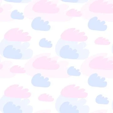 Pink and blue clouds seamless pattern. Vector design baby illustration イラスト素材
